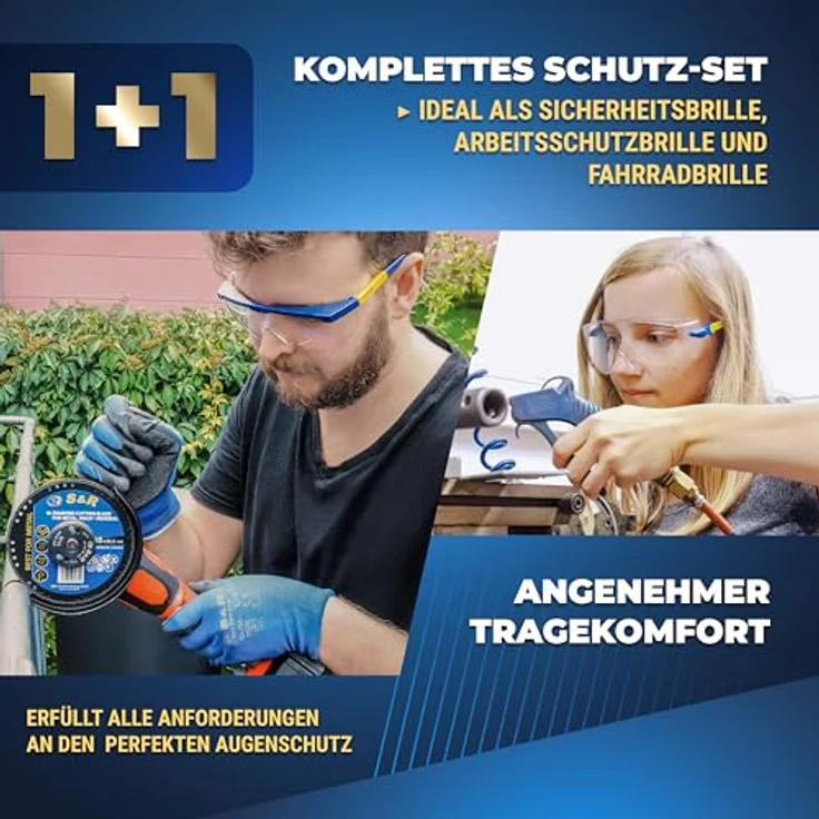 S&R Arbeitsschutzbrille Überbrille für Brillenträger, Stoßfestes Polycarbonat, Transparent, UV 400 Schutz, EN166, Verstellbare Bügel, Set mit 2 Stück inkl. Schützhülle und Reinigungstuch – Bild 6