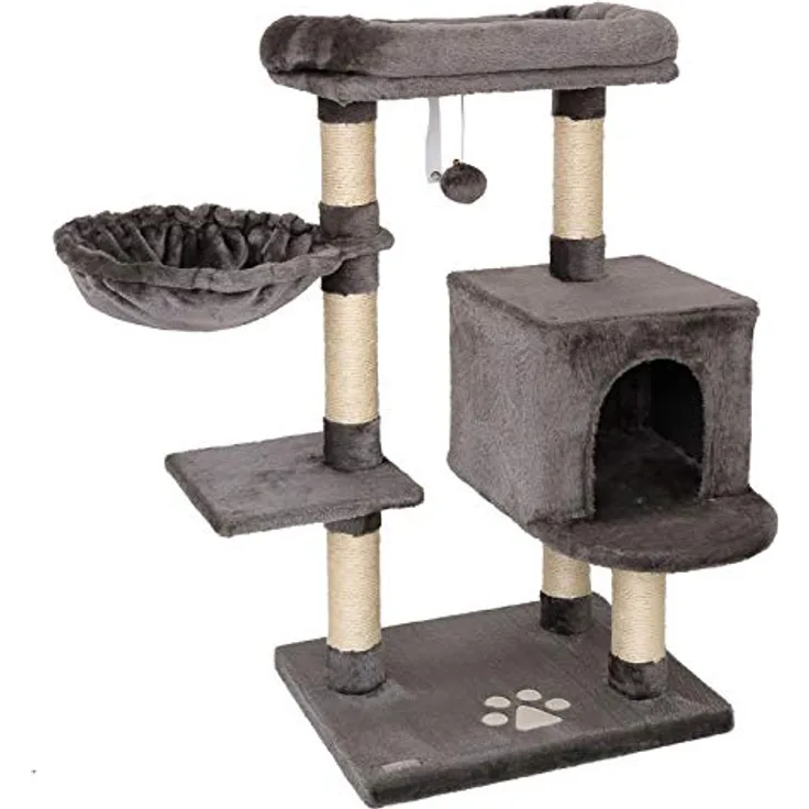 lionto Kratzbaum Kletterbaum Katzenkratzbaum Katzenbaum Höhe 93 cm, dunkelgrau