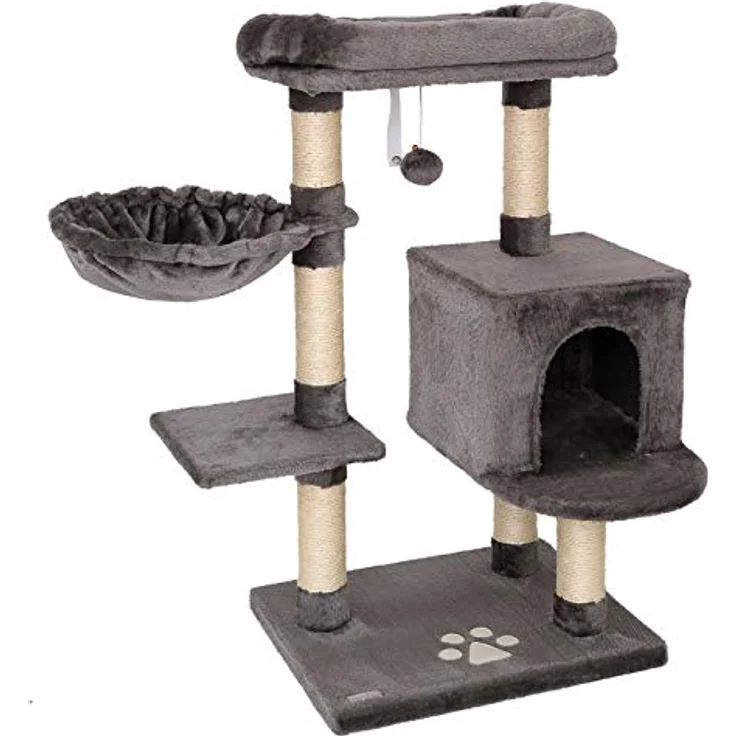 lionto Kratzbaum Kletterbaum Katzenkratzbaum Katzenbaum Höhe 93 cm, dunkelgrau – Bild 1