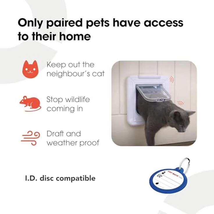 Kerbl Cat Mate® 4-Wege Katzentüre Super Selective, elektronische Katzenklappe mit LCD-Display und Zugangskontrolle für bis zu 9 Katzen, weiß – Bild 3