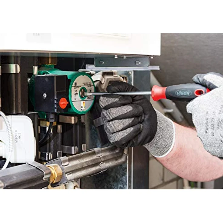 VIGOR Schraubendreher-Satz (Mit extra kurzen Schraubendrehern, Kreuz- und Schlitzprofil, 12 Schraubendreher für Profis und den Haushalt) V4655 – Bild 3