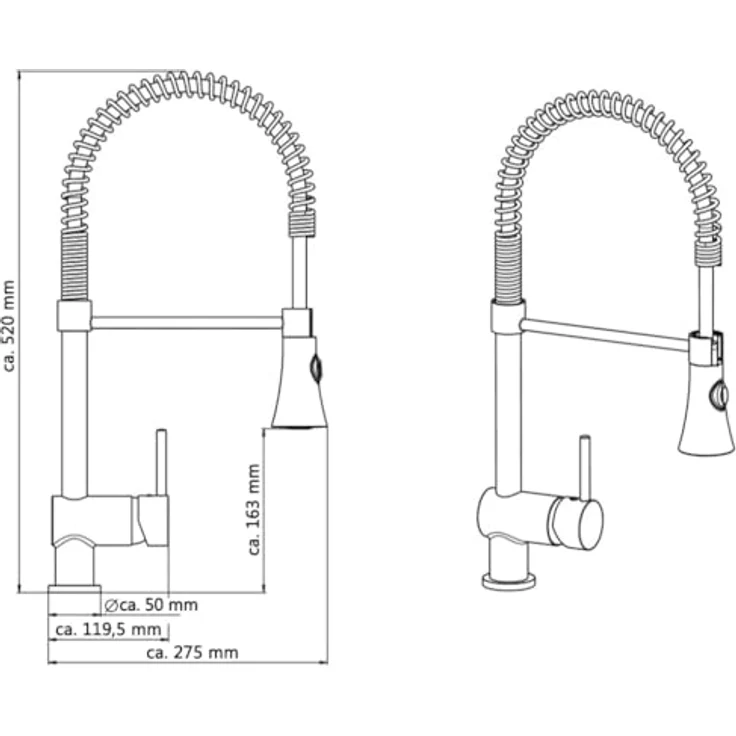 Schütte Spültischarmatur CORNWALL, energiesparende Cold-Start-Funktion, 360° schwenkbar, 2-fach verstellbare Geschirrbrause – Bild 9