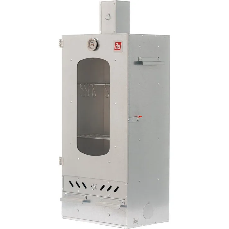 ITA Smoker Räucherofen 7012 - Premium Räucherschrank mit Sichtfenster & Kaminabzug, Legierter Stahl, 3 Etagen