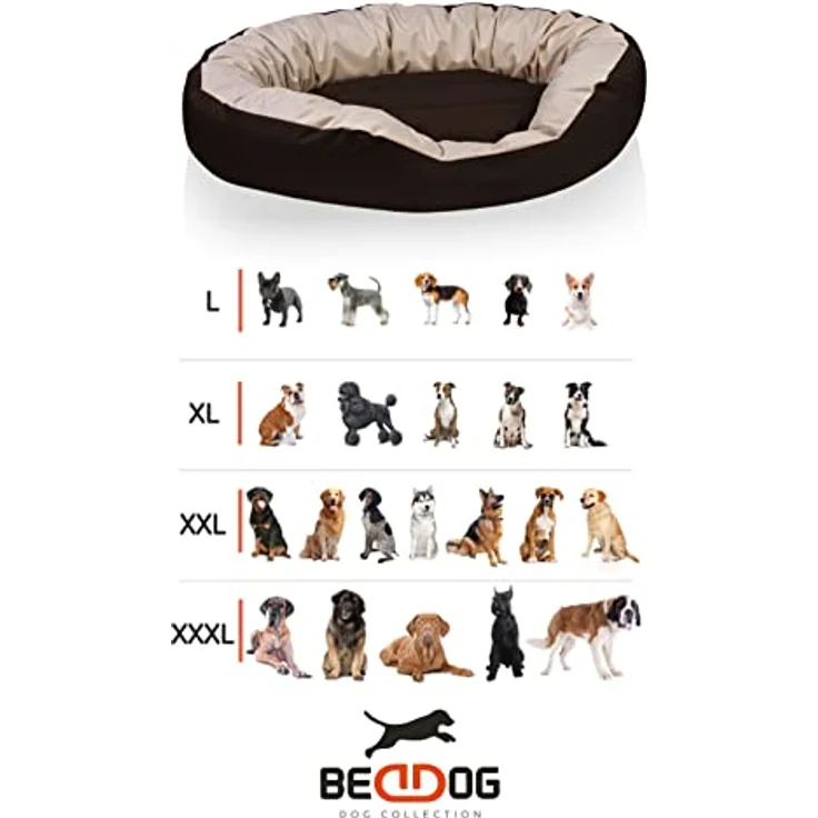 BedDog® Hundebett Sunny 4in1, großes Hundekörbchen aus Cordura, waschbares Hundebett mit Rand, Hundekissen oval-rund, für drinnen und draußen, XXXL, Rock-Flow, grau-anthrazit – Bild 3