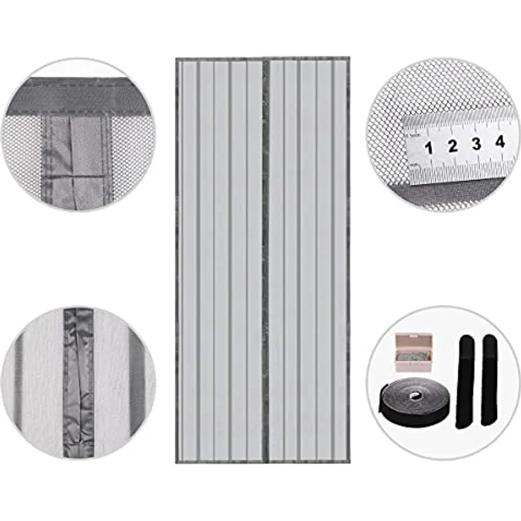 Sekey Magnet Fliegengitter Balkontür ohne Bohren, Türvorhang Fliegenschutz Schiebetür, Insektenschutz Vorhang Tür durch leichte Montage 80x200cm, Grau – Bild 2