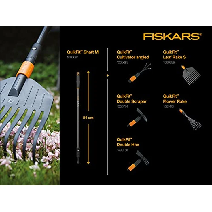 Fiskars Stiel Graphit für QuikFit Werkzeug-Köpfe, Länge: 84 cm, Aluminium, Schwarz-Orange, QuikFit, 1000664 - Preisvergleich – Bild 6