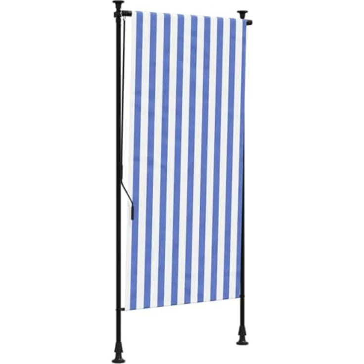 vidaXL Außenrollo Blau und Weiß 100x270 cm Stoff und Stahl – Bild 1