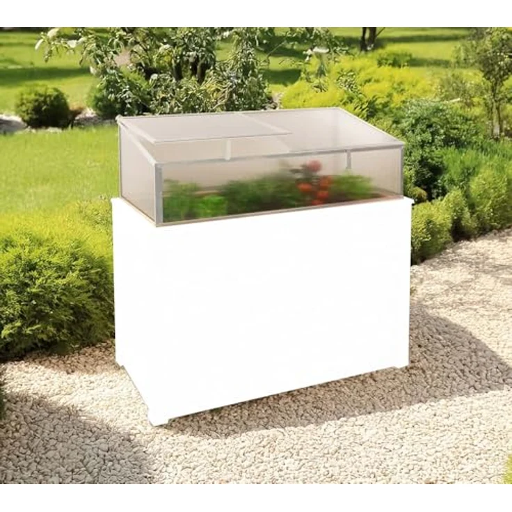 WESTMANN Aluminium Frühbeetaufsatz Genus 130 | Hochbeetabdeckung mit Polycarbonat-Doppelstegpaneelen | Zubehör für Hochbeet Klassik 130 | Silber | 125x62x41 cm – Bild 5