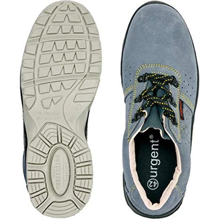 Urgent Arbeitsschuhe Sicherheitsschuhe Halbschuh Schutzschuhe Stahlkappe S1 Arbeitsschuh, Wildleder, Polyurethan Sohle, Schwarz – Bild 5