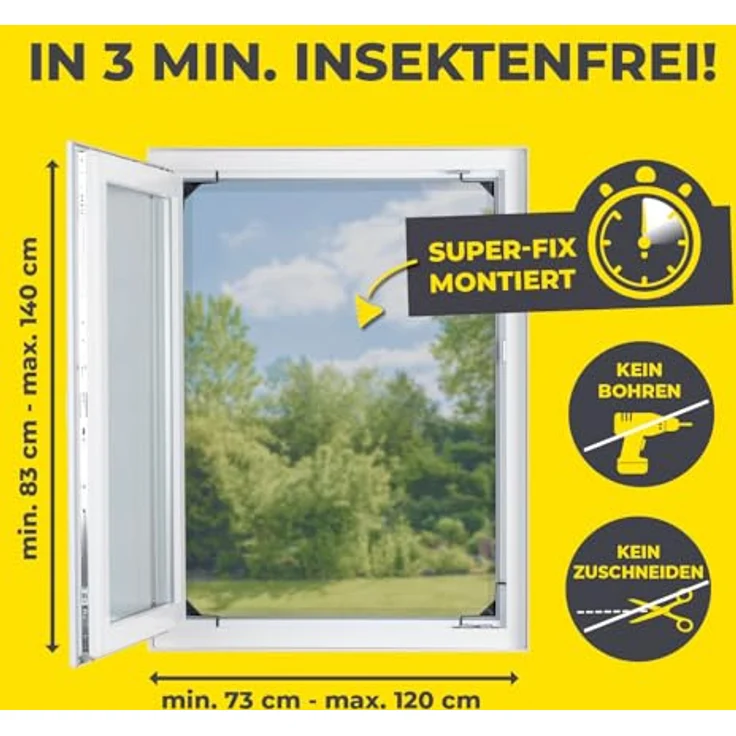 EASYmaxx Insect Protect, Teleskop-Insektenschutzgitter, anthrazit, Fliegengitter Fenster, vormontierten Rahmen, Insektenschutz – Bild 4