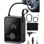 HOTO Elektrische Luftpumpe Pro 120PSI Akku Luftpumpe Fahrrad, Mini Kompressor mit 7500mAh Akku, Wiederaufladbarer Fahrradpumpe Elektrisch mit Digitale Anzeige LED Licht 5 Modi, Schwarz