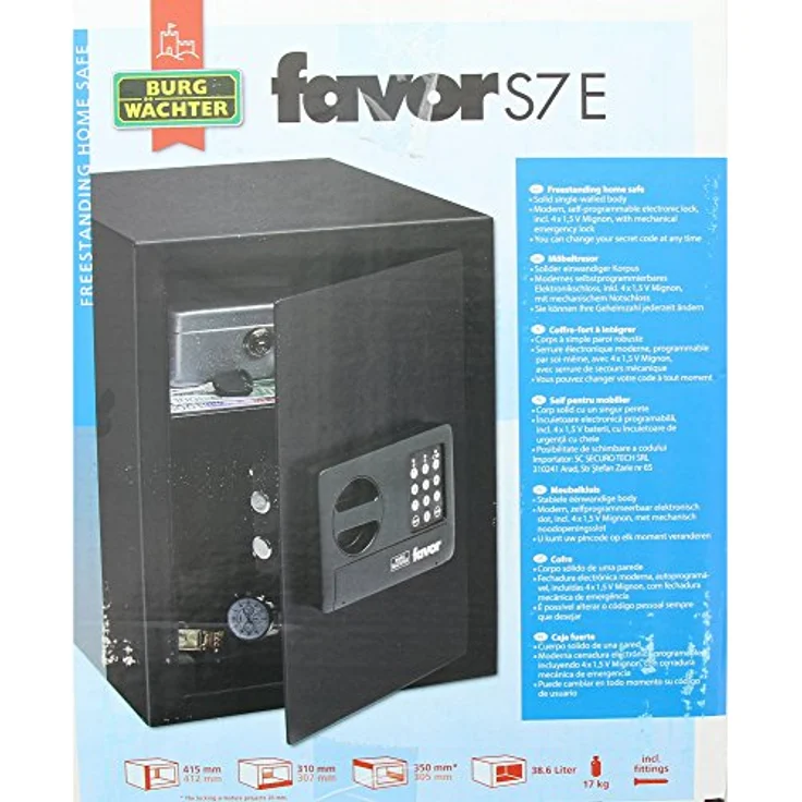 BURG-WÄCHTER Möbeltresor mit elektronischem Zahlenschloss, Favor S 7 E, Schwarz – Bild 6