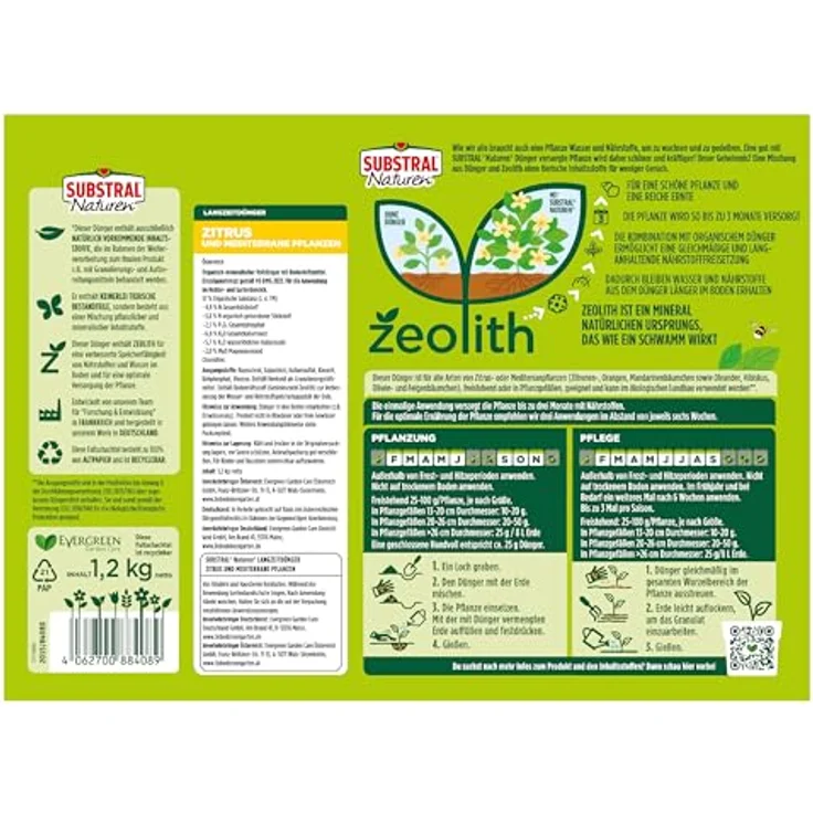 SUBSTRAL Naturen Langzeitdünger Zitrus & Mediterrane Pflanzen, 1,2 kg mit Zeolith – Für Zitronen, Orangen, Oliven & Feigen, organisch-mineralische Formel – Bild 3