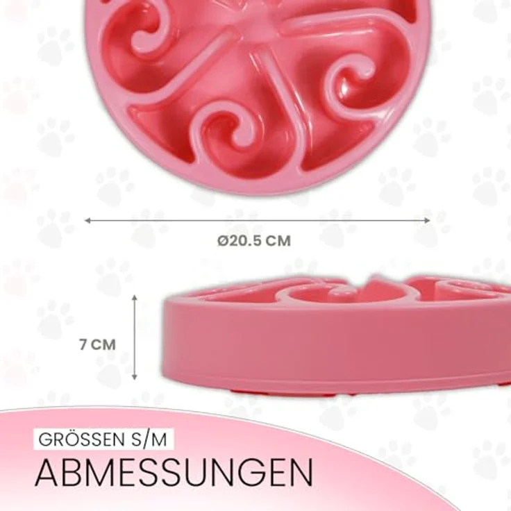 Eat Slow Live Longer Original Feeder S/M, rutschfester Antischlingnapf für Hunde, Ø20,5 cm, rosa, fördert gesundes Fressverhalten – Bild 3