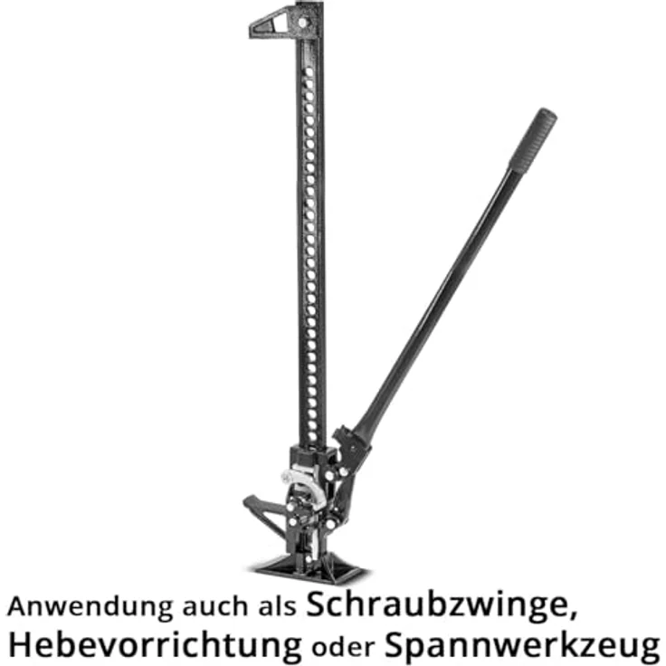 STAHLWERK Zahnstangenheber 48" 3t 104 cm Farm Jack Stockwinde Offroad Wagenheber, robust und vielseitig, gummiertem Griff und breitem Standfuß, in Schwarz – Bild 9