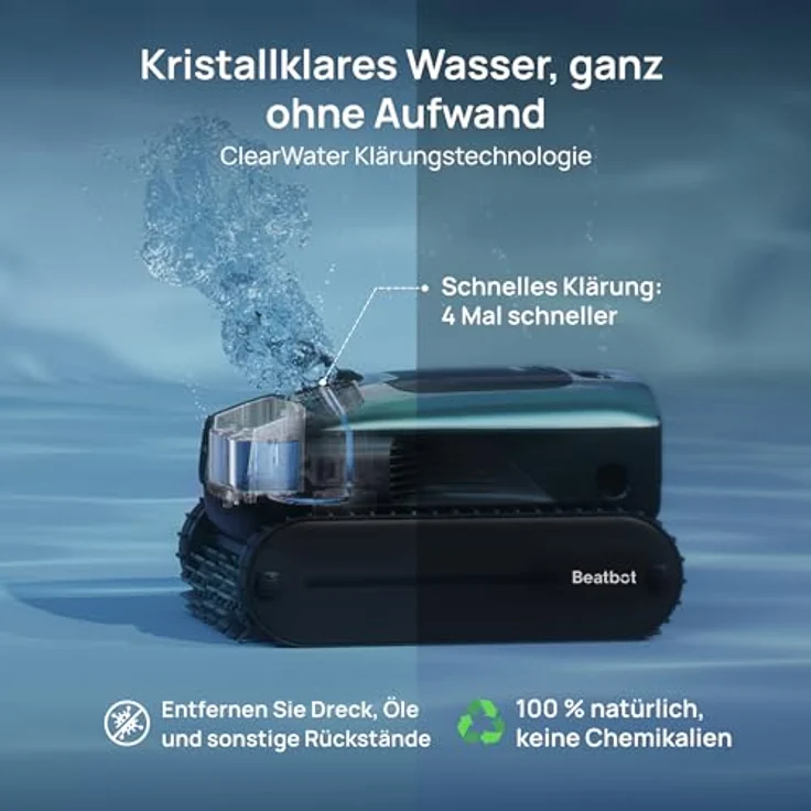 Beatbot AquaSense 2 Pro Poolroboter, Poolsauger für Boden, Wand, Oberflächen, Wasserklärung, smarte Navigation, bis zu 360 m², blau – Bild 5