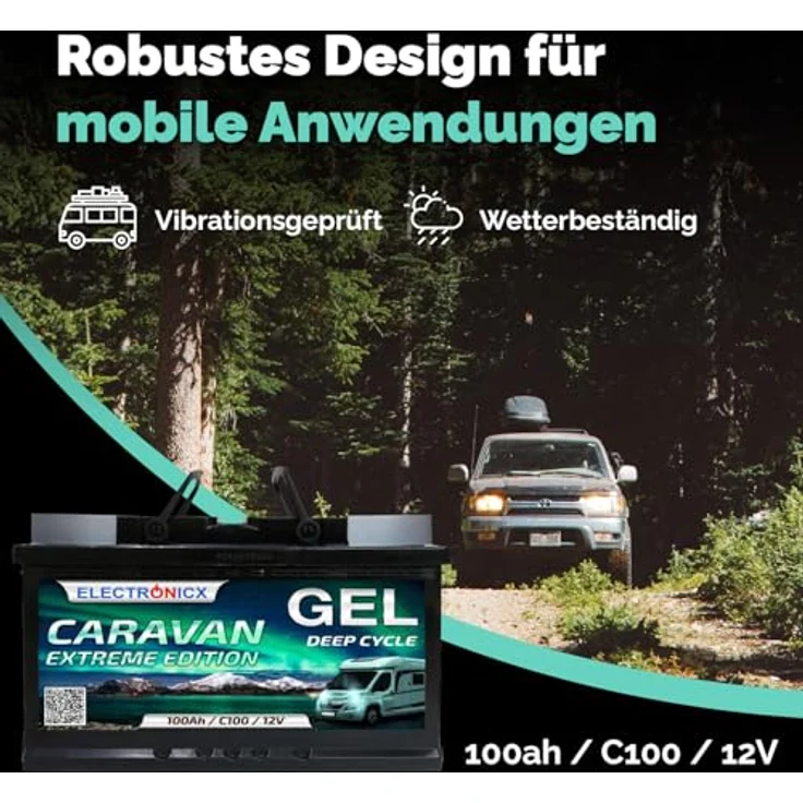 Electronicx Caravan EXTREME Edition GEL Batterie 100 AH 12V, wartungsfrei, auslaufsicher und stoßfest für Wohnmobil und Boot – Bild 6