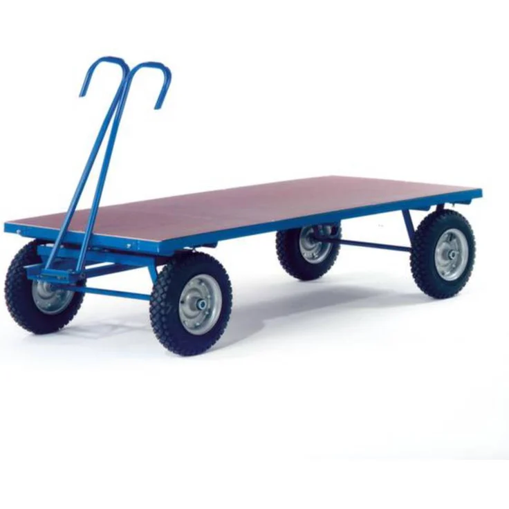 ROLLOCART 15-06252 Handpritschenwagen, pulverbeschichteter Stahl mit 1500 kg Traglast, rutschsichere Siebdruckplatte, Luftbereifung
