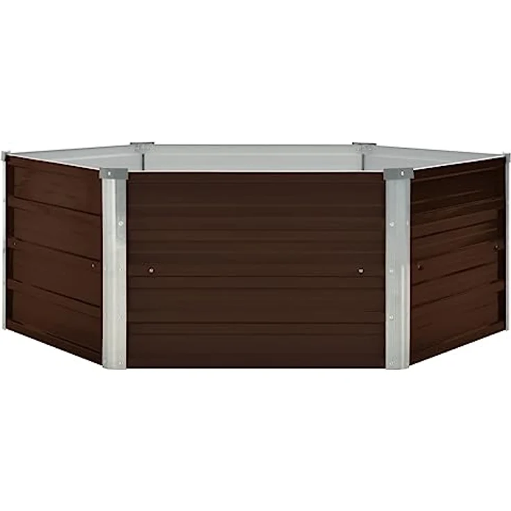 vidaXL Hochbeet Braun 129 x 129 x 46 cm Verzinkter Stahl – Bild 6