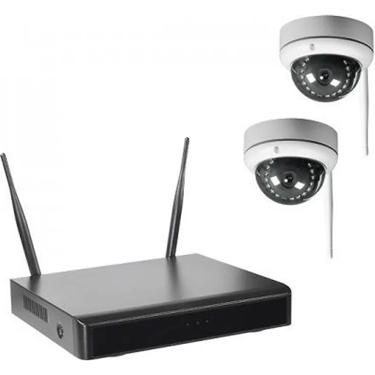 Indexa WLAN-NVR mit 2 Funk-Kuppelkameras WR100D, 1TB Festplatte HDD WiFi Gefahrenmeldeanlage