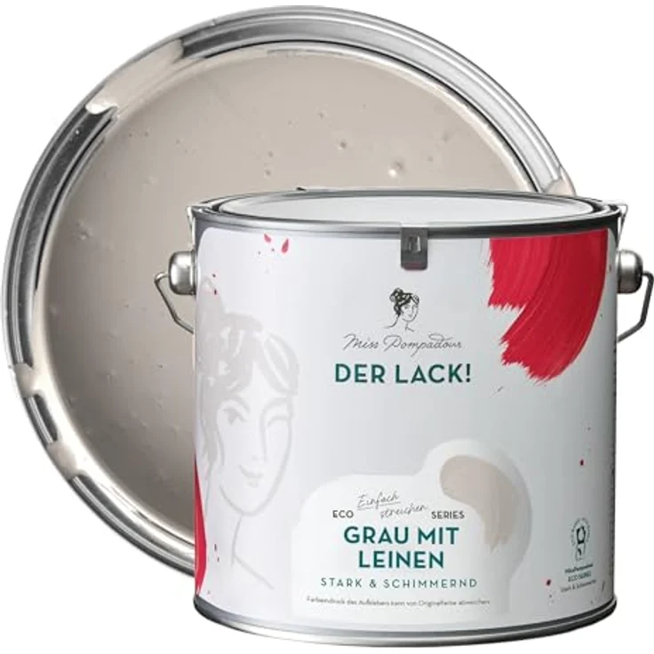 MissPompadour Holzfarbe Grau mit Leinen, 2,5L seidenmatt, witterungsbeständig für Innen & Außen – Bild 1