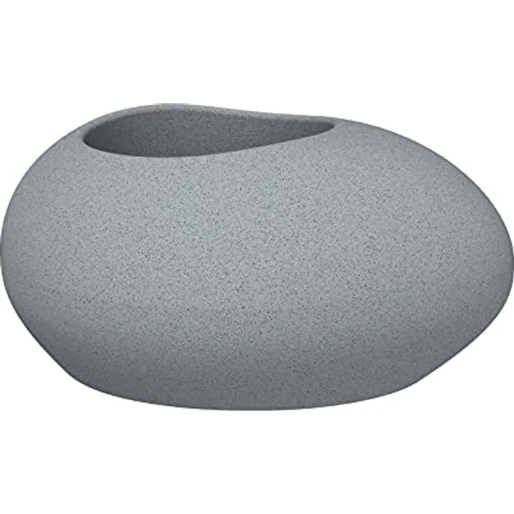 Scheurich Flow 73, Pflanzgefäß/Blumentopf/Pflanzkübel, kieselförmig, Farbe: Stony Grey, hergestellt mit recyceltem Kunststoff, 10 Jahre Garantie, für den Außenbereich