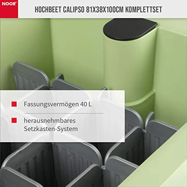 NOOR Hochbeet Calipso Komplettset mit Haube I Blumenkasten mit 40 l Volumen I Die Abdeckhaube bietet optimalen Schutz I Pflegen Sie ganz einfach Ihre Pflanzen & Setzlinge I Linde – Bild 3