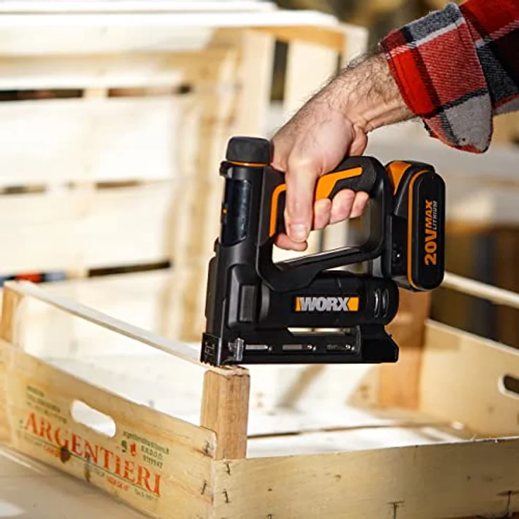 Worx Akku-Tacker WX843, kabelloses Klammergerät für Nägel und Kronenklammern, ergonomischer Griff, bis zu 3.000 Schüsse pro Ladung – Bild 6