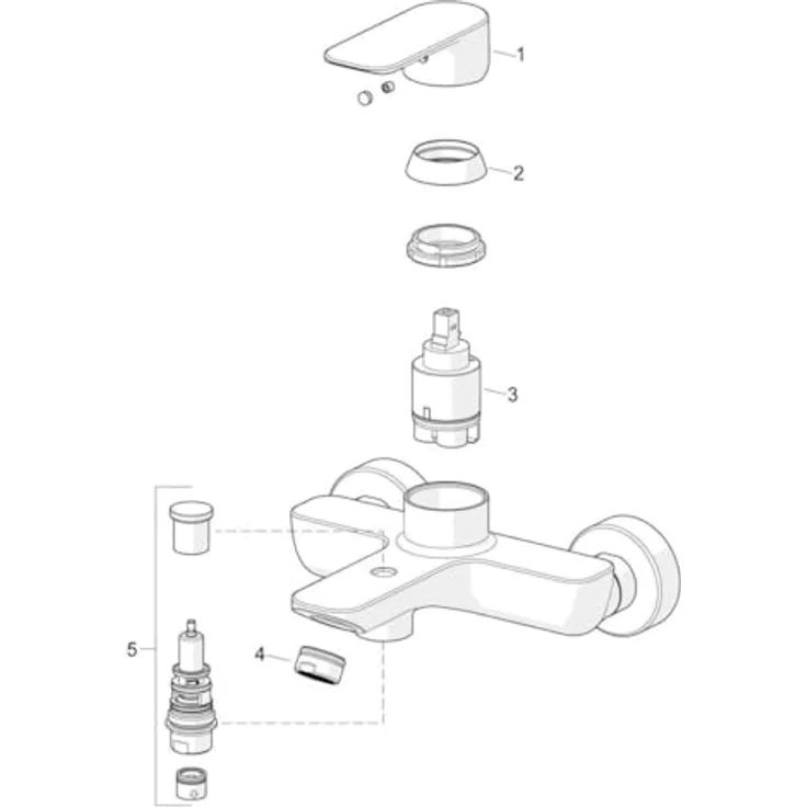 Hansa Wannenfüll- und Brausebatterie EHM Basic 5544, Einhebelmischer in Chromoptik mit 3.5 classic Steuerpatrone und Cascade Strahlregler – Bild 5