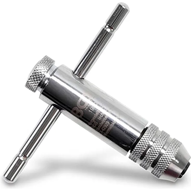 BGS TECHNIC Werkzeughalter mit Gleitgriff für Gewindebohrer M3 - M10, 80 mm, Rechts- und Linksgang umschaltbar