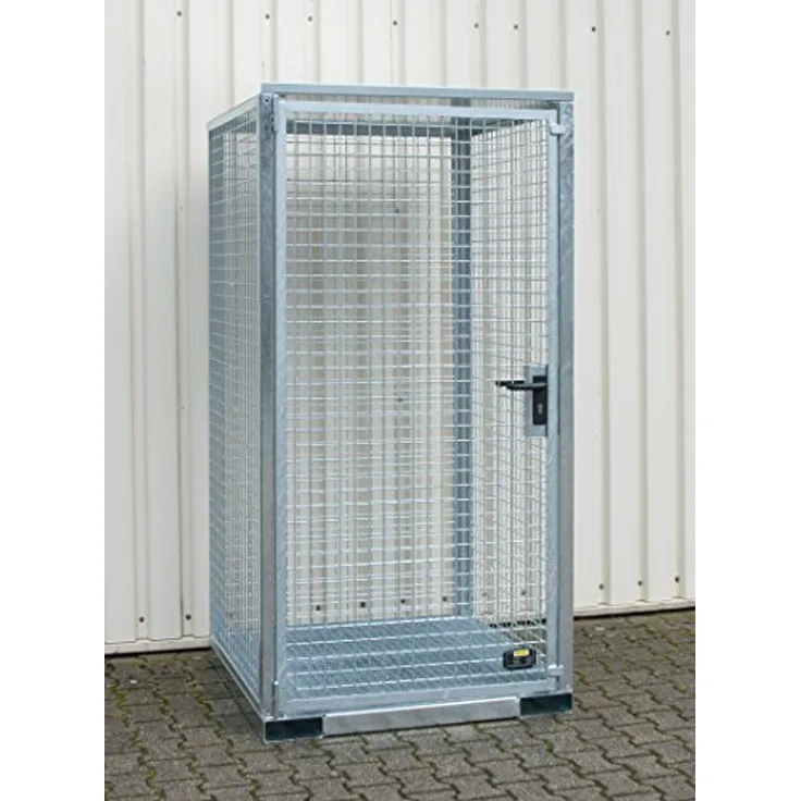 Bauer Gasflaschen-Container Typ GFC-E/G M0, feuerverzinkt, für bis zu 16 Gasflaschen, wetterfest, abschließbare Flügeltore, rutschfester Boden oder Gitterrostboden