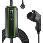 Green Cell GC EV PowerCable Tragbares Ladekabel Ladegerät für EV PHEV, Schuko Typ 1 (6.5m), Laden mit 3.6kW, LCD Bildschrim, IP66, Kompatibel mit C-Max, Focus, Partner, Kangoo ZE Phase I, Soul, Auris