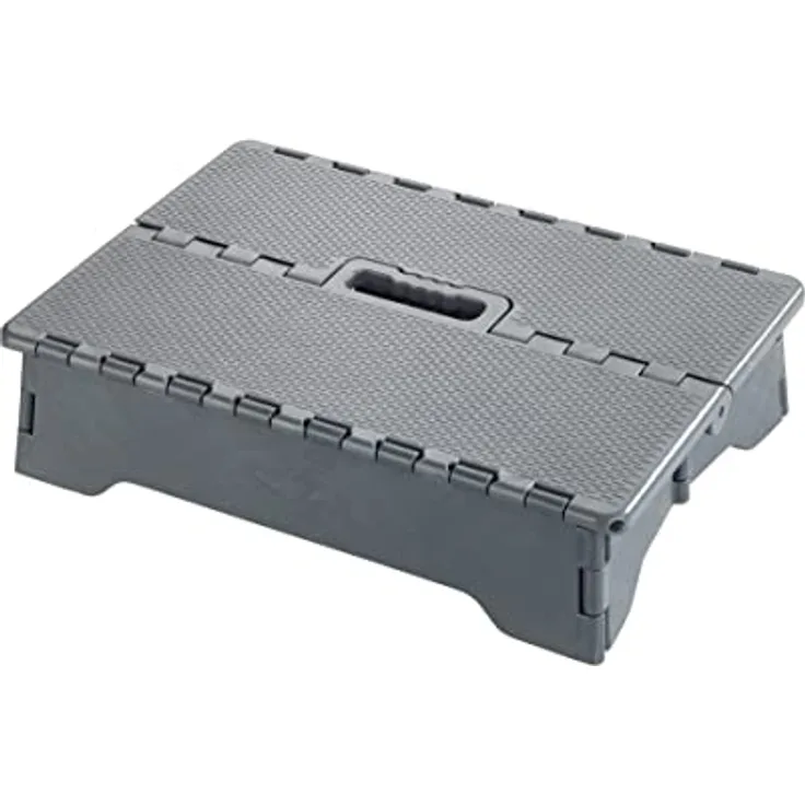 Maximex Klapp-Trittstufe Secura - Hochbelastbare Tritthocker bis 250 kg, Polypropylen, 40 x 10 x 28 cm, Grau