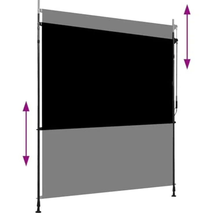 vidaXL Außenrollo 200 x 270 cm Anthrazit, PA-beschichtet mit Handkurbelbetrieb und höhenverstellbaren Pfosten – Bild 3