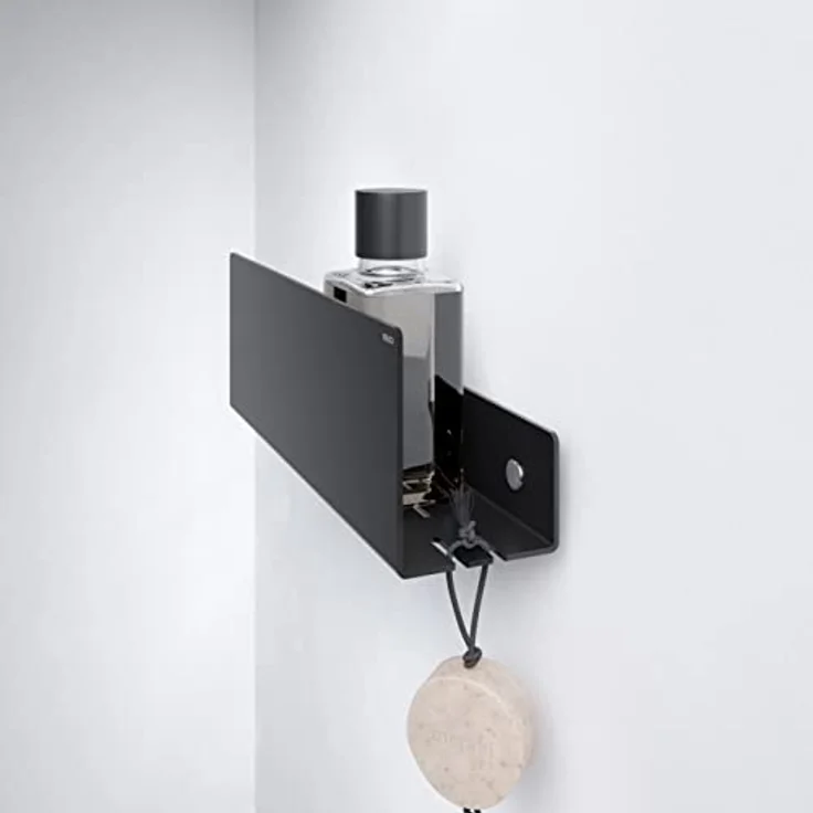Keuco Duschablage 32 cm Abnehmbar mit Haken, Schwarz-Matt, Aluminium, modern und minimalistisch – Bild 4
