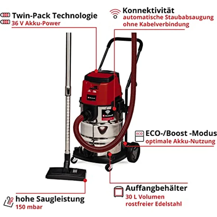 Einhell Akku-Nass-Trockensauger TP-VC 36-30 S Auto-Solo, ohne Akku und Ladegerät - 2347143 – Bild 3