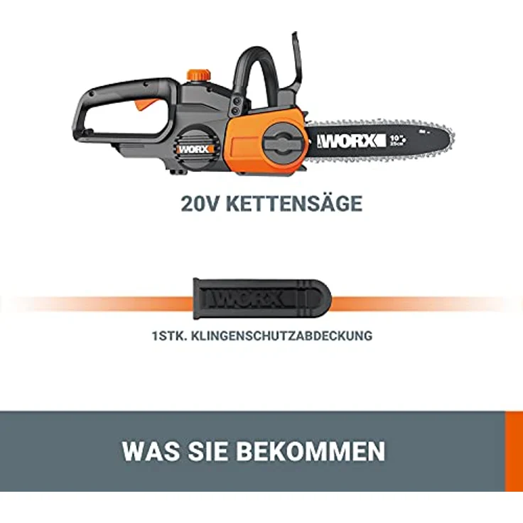 WORX WG322E.9 Akku Kettensäge 20V Praktische Holzsäge für Einsätze im Garten & Bauarbeiten - mit 25 cm Schnittlänge & automatischer Kettenspannung – Bild 2