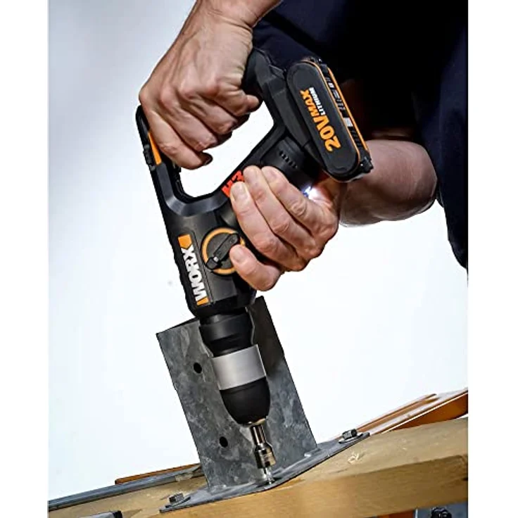 WORX WX390.9 Bohrhammer SDS-Plus 20V Kraftvolle Bohrmaschine mit pneumatischem Hammerwerk & Zweithandgriff - ideal zum Schrauben, Bohren & Hämmern 1,2J Schlagenergie Ohne Akku & Ladegerät – Bild 2