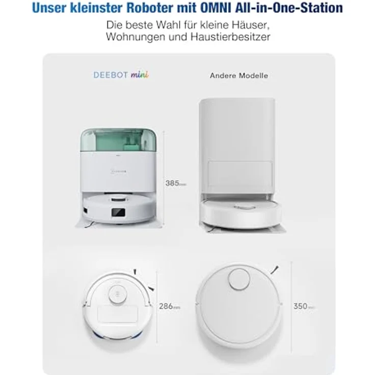 ECOVACS DEEBOT MINI, Nass- und Trockensauger mit 9.000 Pa Saugkraft, ZeroTangle 2.0, TrueMapping 2.0, Heißlufttrocknung 45 ℃, Selbstentleerung, Grün – Bild 3