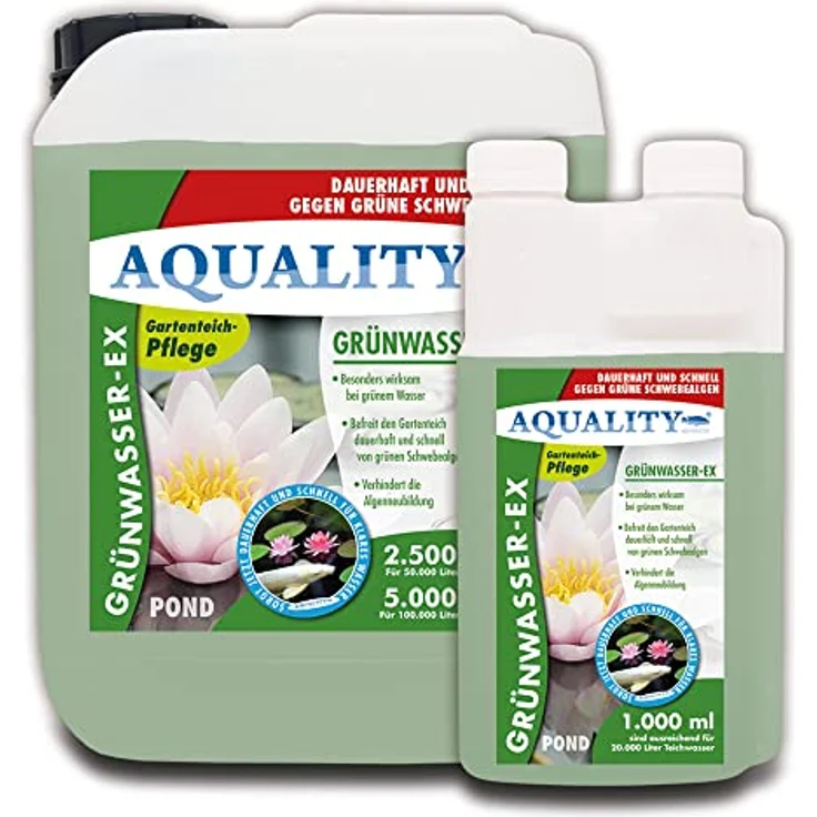 AQUALITY Gartenteich Grünwasser-EX (Besonders wirksam bei grünem Wasser, dauerhaft und schnell, grüne Schwebealgen, verhindert die Algenneubildung), Inhalt:1 Liter – Bild 5