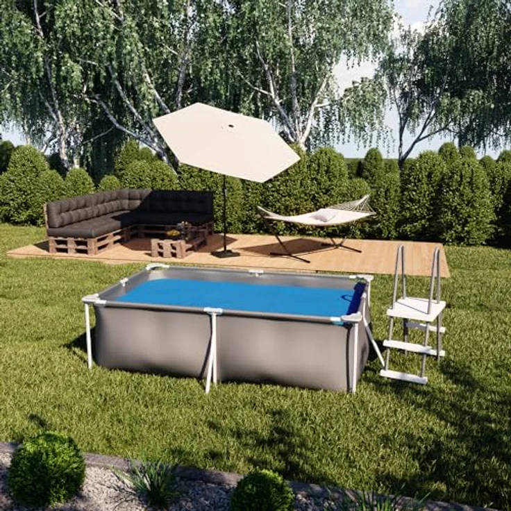 OK-Living Eckige Solarfolie Pool blau, Solarabdeckplane 260x160 cm – Bild 4