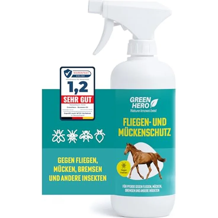GreenHero Insektenspray Bremsen EX für Pferde, 500 ml - Hochwirksamer Schutz gegen Fliegen, Bremsen und Zecken mit ätherischen Ölen