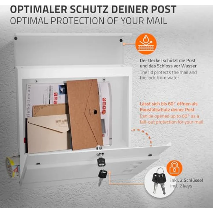 ML-DESIGN Standbriefkasten Silber 120cm mit Zeitungsfach und Ständer – Bild 4