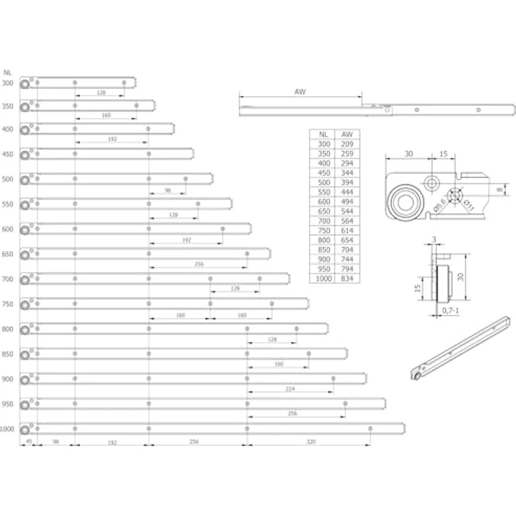 SOTECH RT1-100-B16-L550-NF, Schwerlast-Teilauszug mit 100 kg Tragkraft, 550 mm Länge, verzinkter Stahl – Bild 8