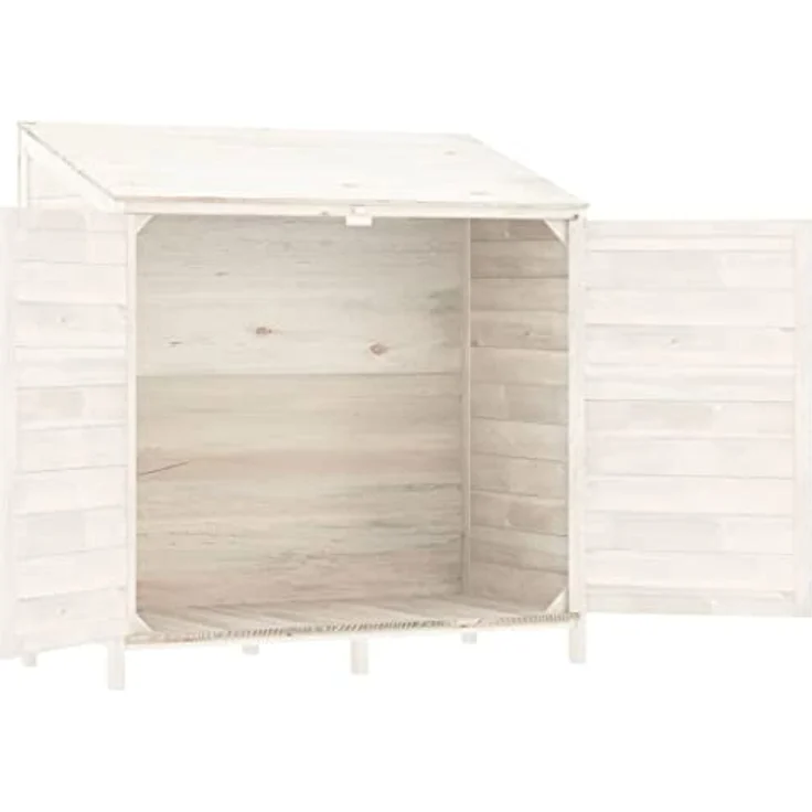 vidaXL Geräteschuppen Weiß 102x52x112 cm Massivholz Tanne – Bild 4
