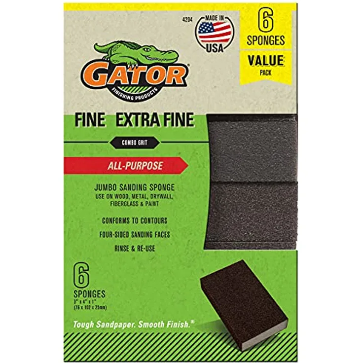 Gator Finishing 4204 320/120 Grit Aluminiumoxid Schleifschwämme (6 Pack), 7,6 x 10,2 x 2,5 cm