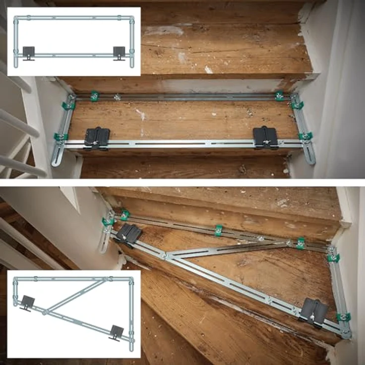 Wolfcraft 5210000 Treppenlehre, Edelstahl mit 15 Schienen, schwarz, inkl. Schrauben und Muttern – Bild 7
