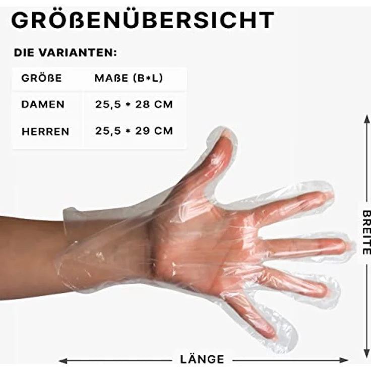 ARNOMED PE-Einmalhandschuhe, 100 Stück transparente, latexfreie Plastikhandschuhe für Lebensmittel, Haare färben und Haushaltshandschuhe – Bild 2