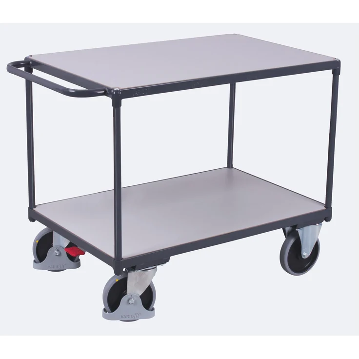 Variofit Transportwagen, Schwerer Tischwagen mit 2 Ladeflächen, ESD 1190 x 600 x 915 mm, 50 kg, grau