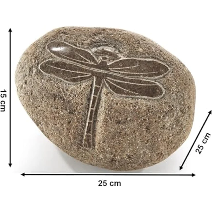 Kobolo Dekostein Dragonfly, Naturstein mit Libellenmotiv, 25x25x15 cm, Dekoration für Indoor- und Outdoorbereich – Bild 3